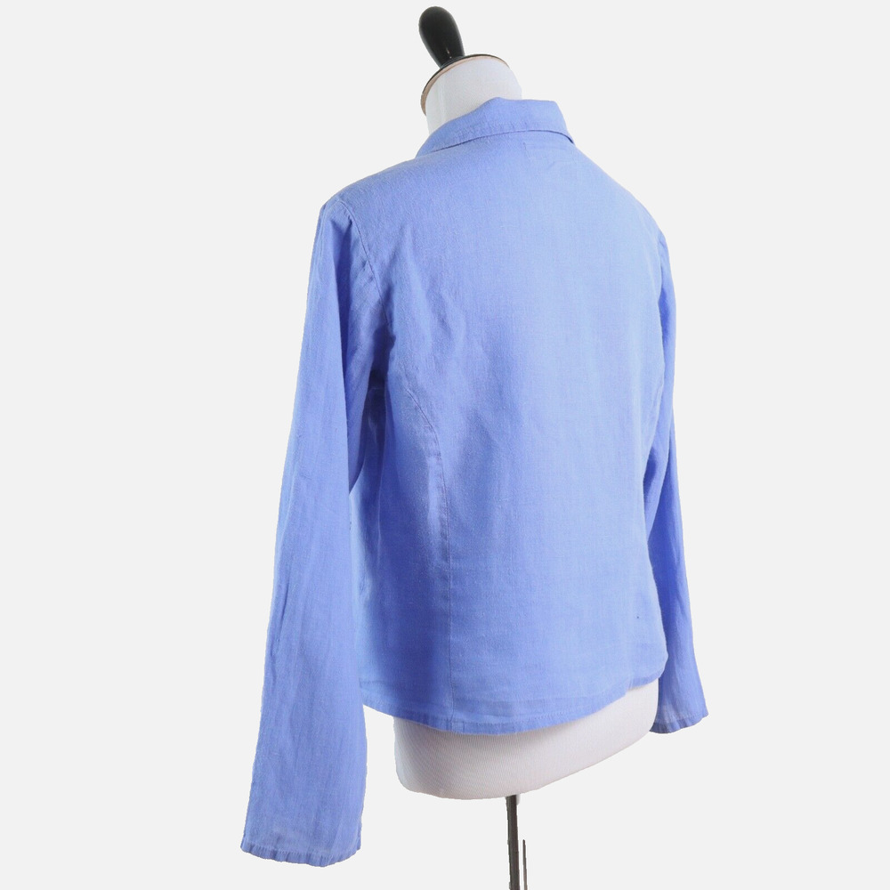Flax Size Xs Woven Linen Button Front Jacket Blaz… - image 3